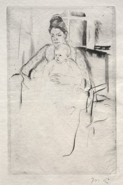 Mrs Gardner Cassatt och hennes bebis sitter nära ett fönster, ca. 1887. av Mary Cassatt