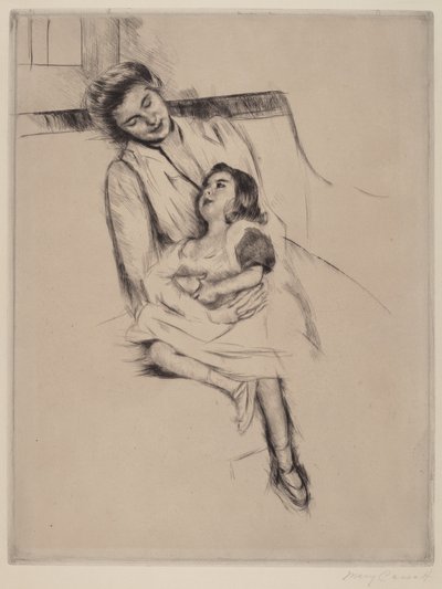 Reine och Margot sitter på en soffa nr 2, ca. 1902. av Mary Cassatt