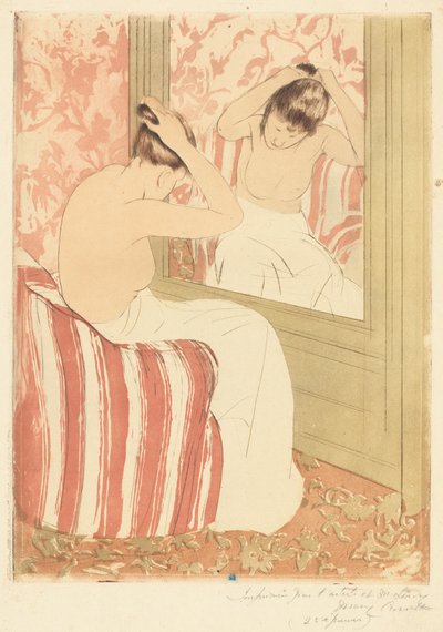 The Coiffure, 1890-1891. av Mary Cassatt