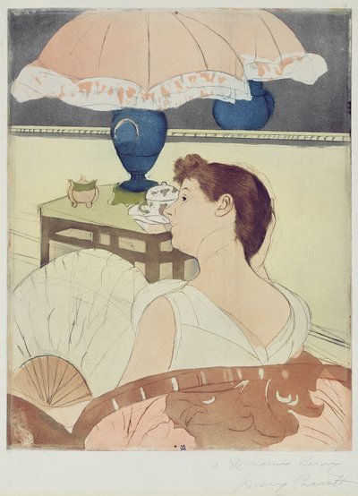 Lampan, 1891 (torrnål, mjukslipad och akvatint på papper) av Mary Cassatt