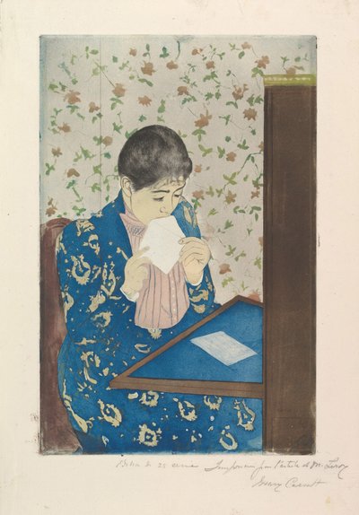 Brevet, 1890–91 (torrnål och akvatint, tryckt från tre plåtar) av Mary Cassatt