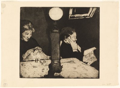 Under lampan, c.1882 av Mary Cassatt