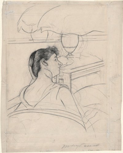 Kvinna och lampa av Mary Cassatt