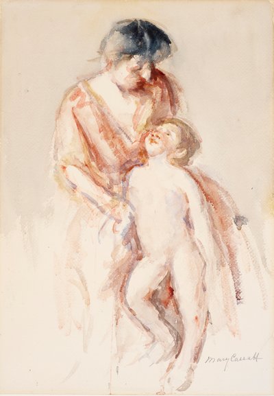 Kvinna med naken pojke till vänster av Mary Cassatt