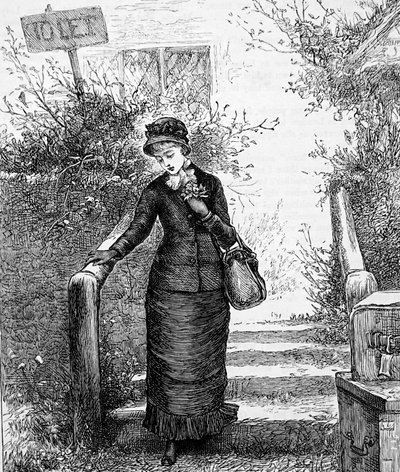 En kvinna tittar på huset för uthyrning av Mary Ellen Edwards
