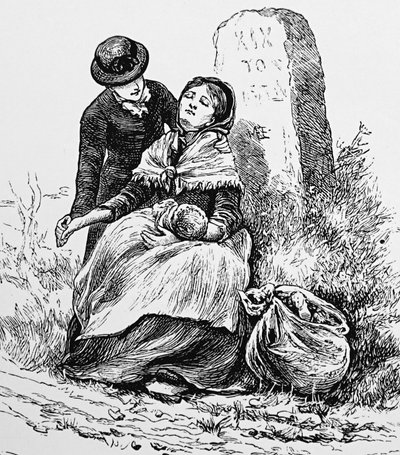 En ogift mor och bebis hittades utmattade vid vägkanten av Mary Ellen Edwards