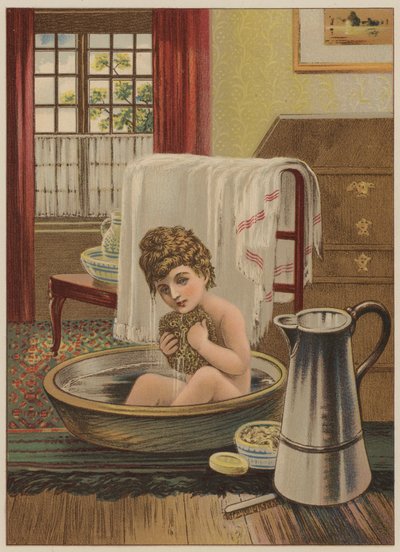 Barn som badar (chromolitho) av Mary Ellen Edwards