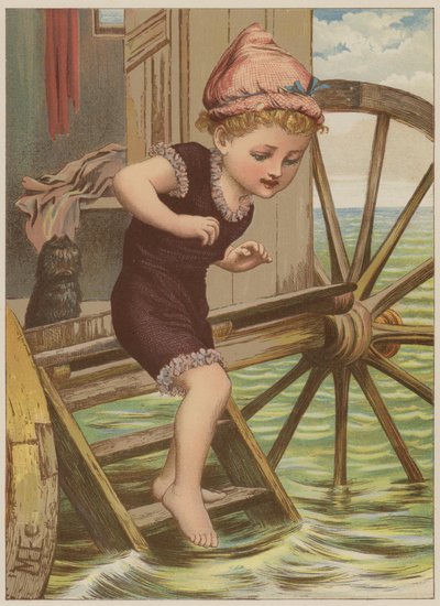 Tjej som ska simma (chromolitho) av Mary Ellen Edwards