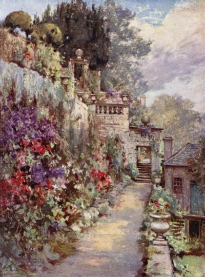 Scottish Gardens: Barncluith (färg litho) av Mary Georgina Wade Wilson