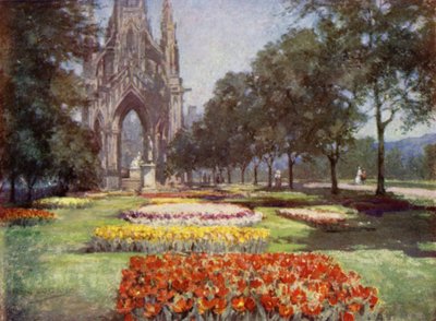 Scottish Gardens: Princes Street Gardens, Edinburgh (färg litho) av Mary Georgina Wade Wilson