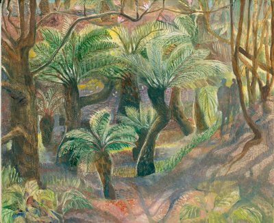 Trädormbunkar, Trewidden, 2012 (olja ombord) av Mary Kuper