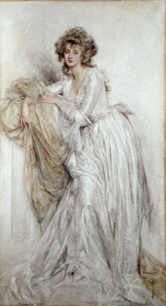 En edwardiansk dam (akvarell på papper) av Mary L. Gow