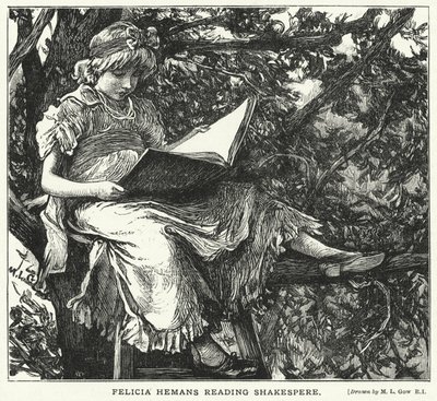 Felicia Hemans Reading Shakespere (gravyr) av Mary L. Gow