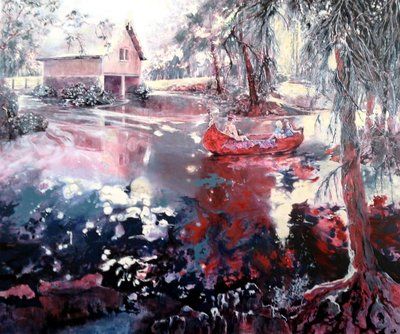 Elvaston båthus och sjö av Mary Smith