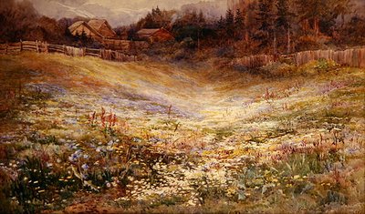 A Meadow in the Alps (akvarell på papper) av Mary Stevens
