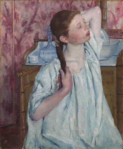 Flicka Som Ordnar Hennes Hår av Mary Stevenson Cassatt