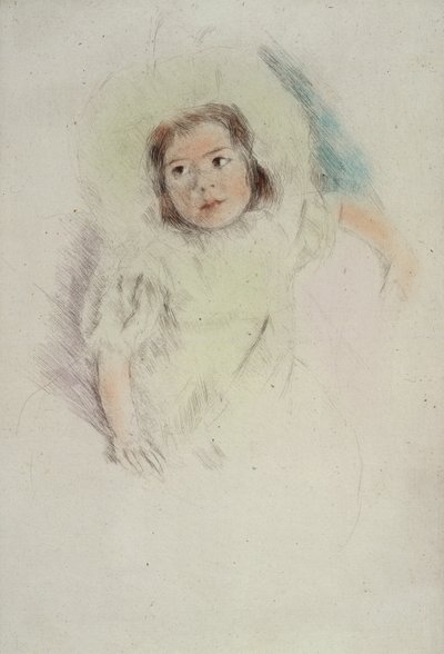 Margot bär en motorhuv (färgetsning på papper) av Mary Stevenson Cassatt