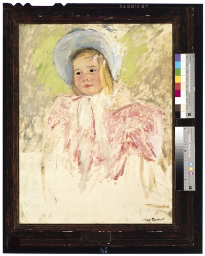 Simone in a Blue Bonnet (nr 1), ca 1903 (olja på duk) av Mary Stevenson Cassatt
