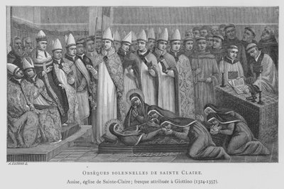 Begravning av St Claire (litho) av Maso di Banco Giottino