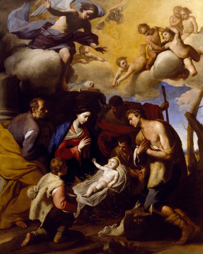 Tillbedjan av herdarna, av Massimo Stanzione (1585-1656) av Massimo Stanzione