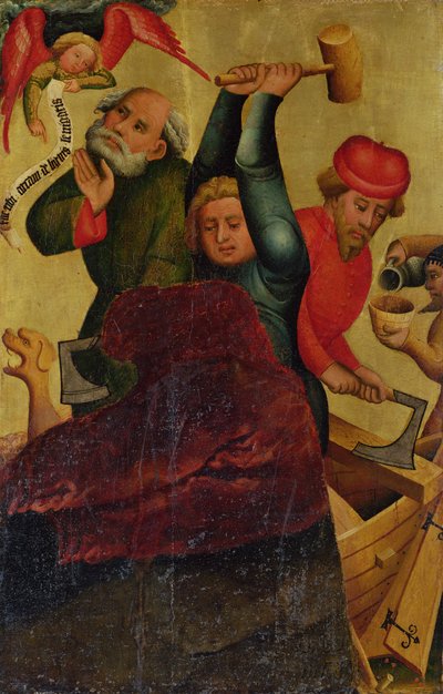 Arkens byggnad från St. Peters högaltar i Hamburg, Grabower-altaret, 1383 (tempera på panel) av Master Bertram of Minden