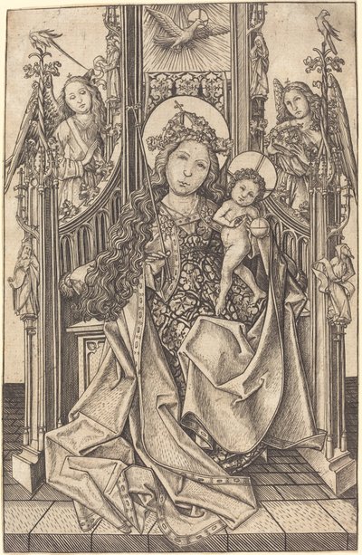 Madonna och Child Enthroned av Master E.S.