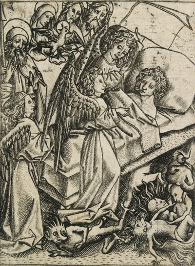 Presentation av ödmjukhet mot girighet, c1400-talet av Master ES