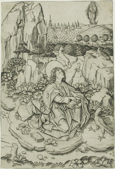 Saint John på ön Patmos av Master E.S.