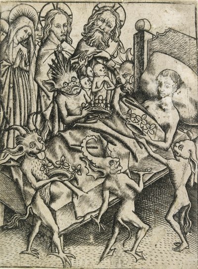 Frestelsen av girighet, c1400-talet av Master ES