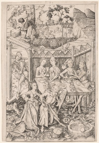 Kärlekens trädgård Stor tallrik, ca. 1465. av Master E. S.