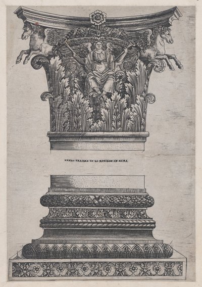 Mirror of Roman Magnificence: Pegasus huvudstad från Temple of Mars Avenger och dec..., ca. 1537 av Master GA