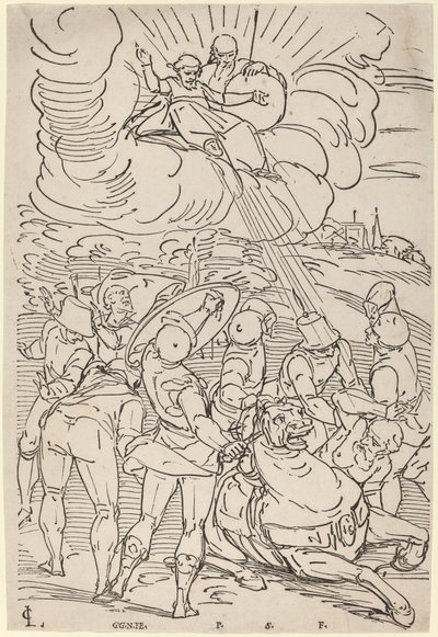 Sankt Paulus omvändelse av Master G.G.N. after Luca Cambiaso