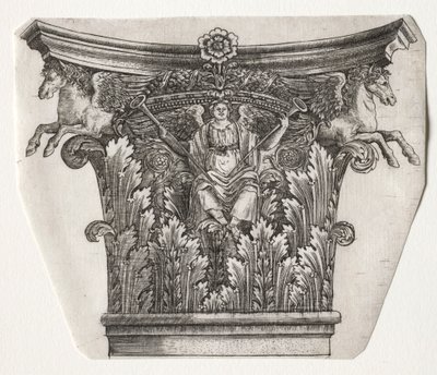 Bas och kapital med Figure of Fame och Winged Horses kapital, ca. 1525-1550. av Master G. A. with the man