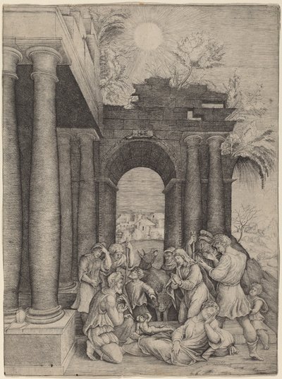 Tillbedjan av herdarna av Master HFE after Domenico Beccafumi