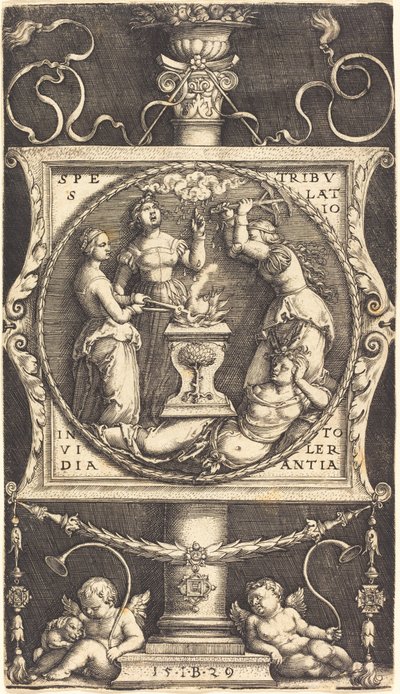 Emblem med hopp, vedermöda, avund och tolerans av Master IB