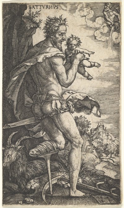 Saturnus från The Gods Who Preside Over the Planets, 1525. av Master I.B.