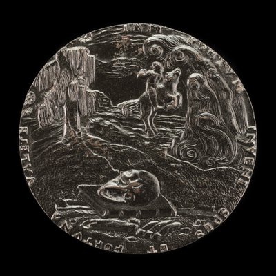 Bok, skalle, ben och ryttare i landskapet [omvänd], 1526. av Master M.P.