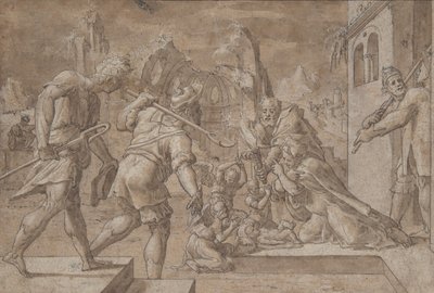 Tillbedjan av herdarna, ca. 1549-50. av Master Of The Liechtenstein Adoration