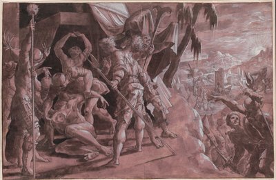 Soldater som upptäcker Holofernes kropp av Master Of The Liechtenstein Adoration