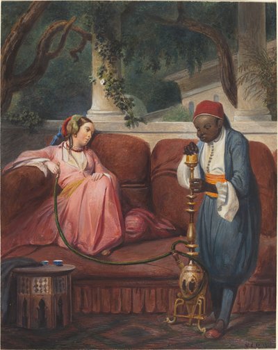 Orientalisk kvinna med en vattenpipa av Master VCD