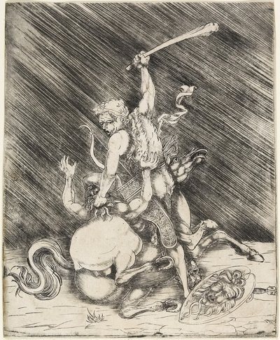 Hercules and Cacus, ca 1505-1520 (etsning på torrnålssätt) av Master of 1515