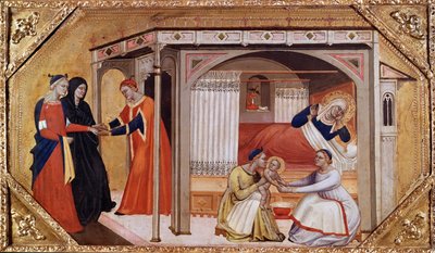 Jungfru Marias födelse, c1365-1370 av Master of Ashmolean Predella