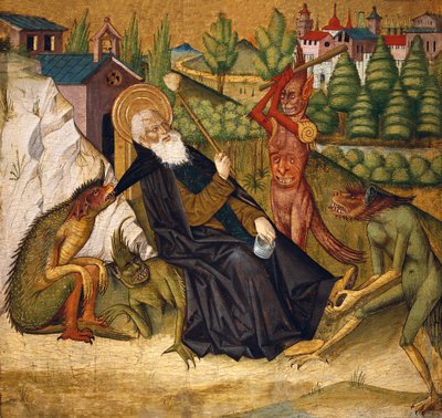 Frestelse av St Anthony i öknen av Master of Bonnat
