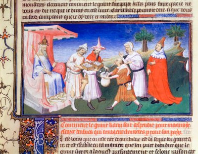 Kublai Khan betalar för inköp, c1280-talet, tidigt 1400-tal av Master of Boucicaut
