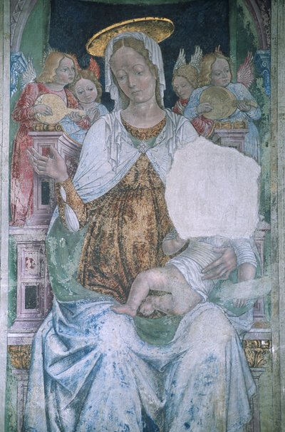 Italien, Piemonte, Serralunga di Crea, Sacro Monte di Crea, basilikan Santa Maria Assunta, kapell, fresk av Master of Crea
