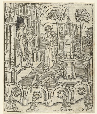 Gud visar Adam och Eva Paradiset av Master of Delft (attributed to)