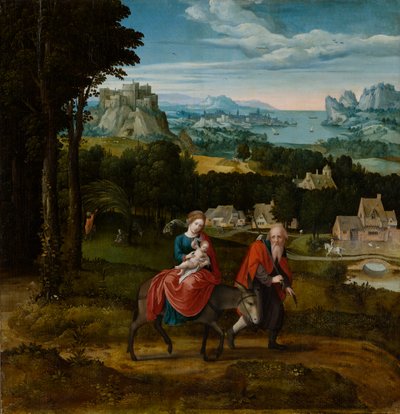 Flygningen till Egypten, cirka 1530-1535 (olja på panel) av Master of Female Half Lengths