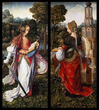 Helgonen Katarina och Barbara av Master of Frankfurt