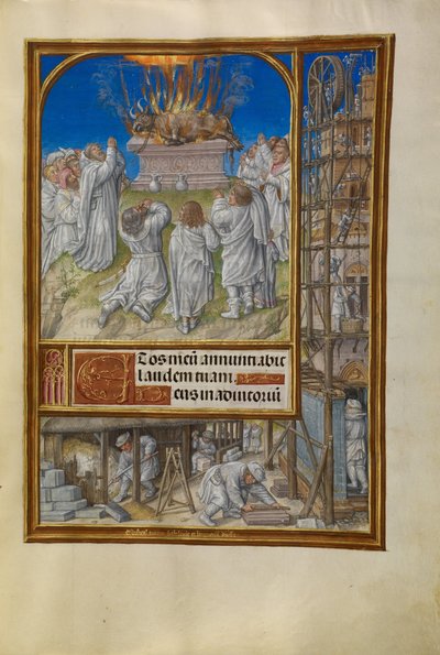 Elijah tigger om eld från himlen av Master of James IV of Scotland