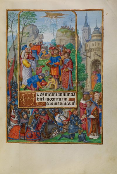 Israeliterna samlar in Manna från himlen av Master of James IV of Scotland